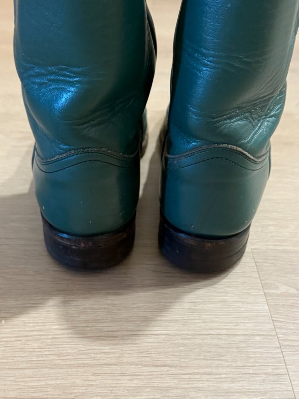 Vintage Women's Cowboy Boots Green Leather Justin Style L3722 Size 7.5 - Picture 4 of 7